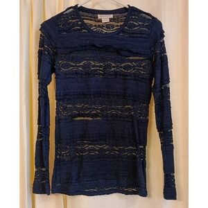 Ariat Women's Top Lace/Knit Navy‎ Blue Size XS Long Sleeve